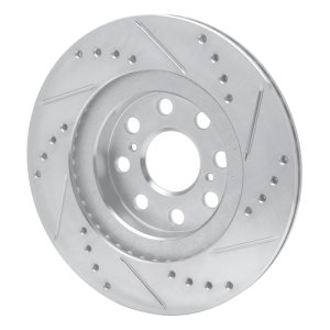 Toyota MR2 Spyder Brake Rotor (1) - Rear Left - R1 Concepts - Drilled & Slotted - Silver - `00-`05